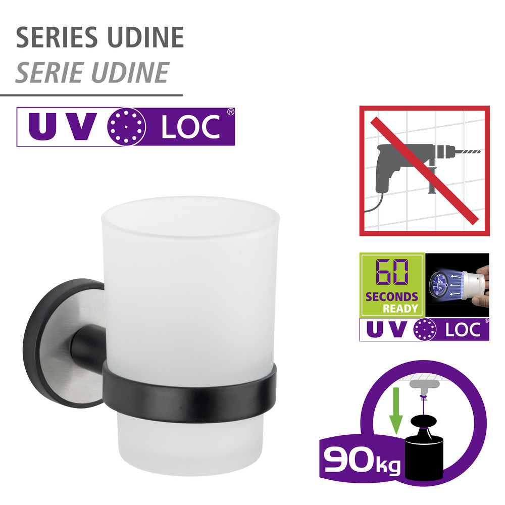 UV-Loc® Zahnputzbecherhalter Mod. Udine  Befestigen ohne Bohren mit innovativem Klebesystem