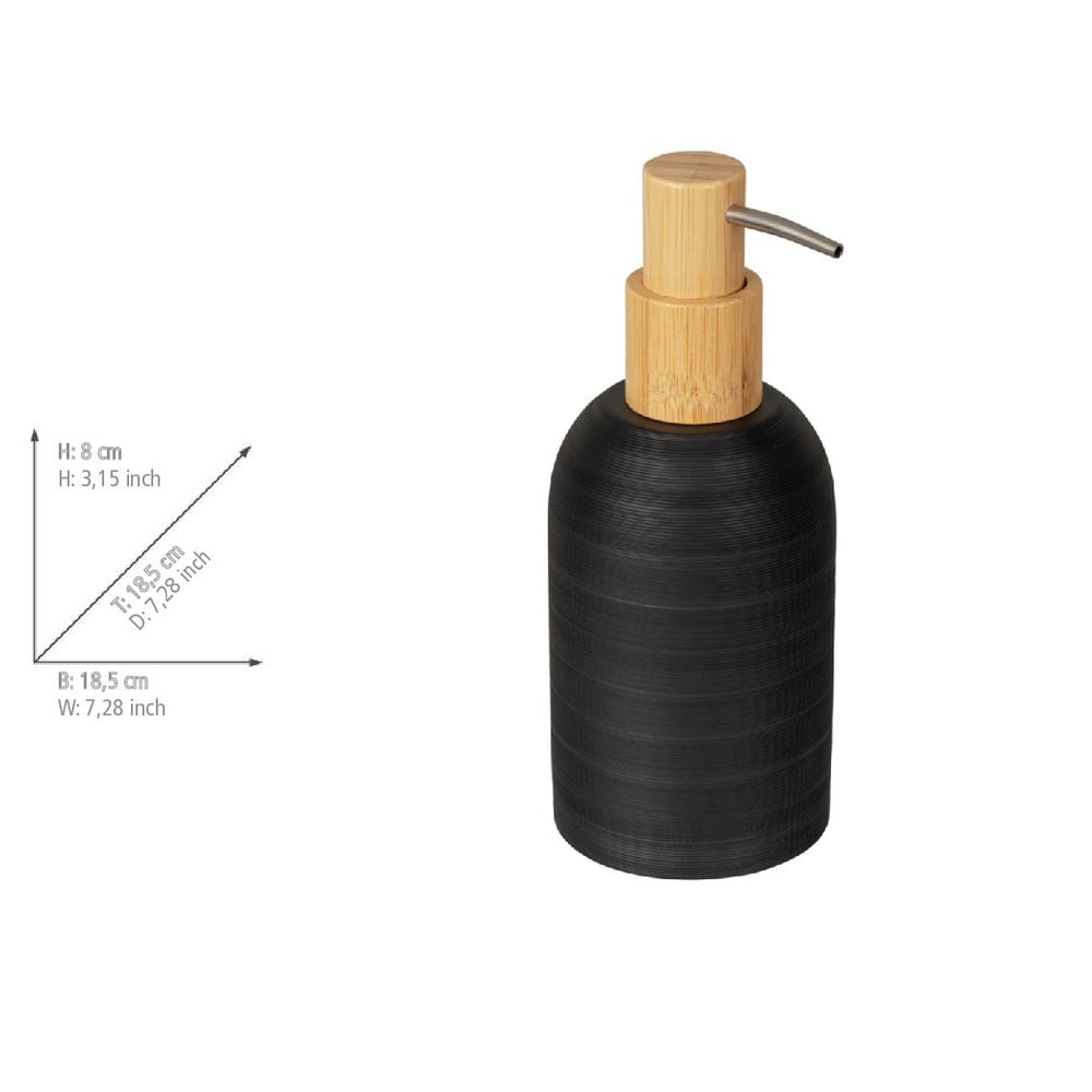 Seifenspender Mod. Altavalle, schwarz, Polyresin, Bambus, 0.25 l  kombiniert kunststoff und bambus