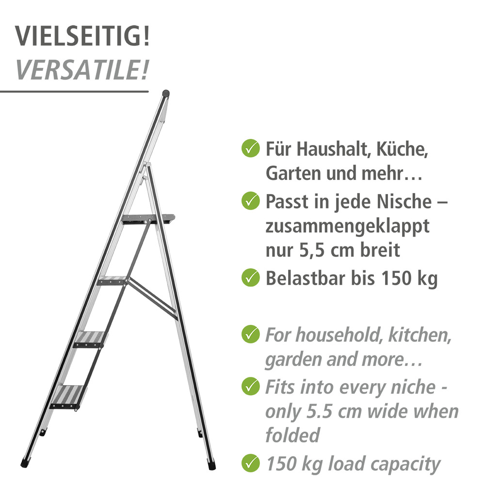 Alu-Design Klapptrittleiter 4-stufig  Haushaltsleiter