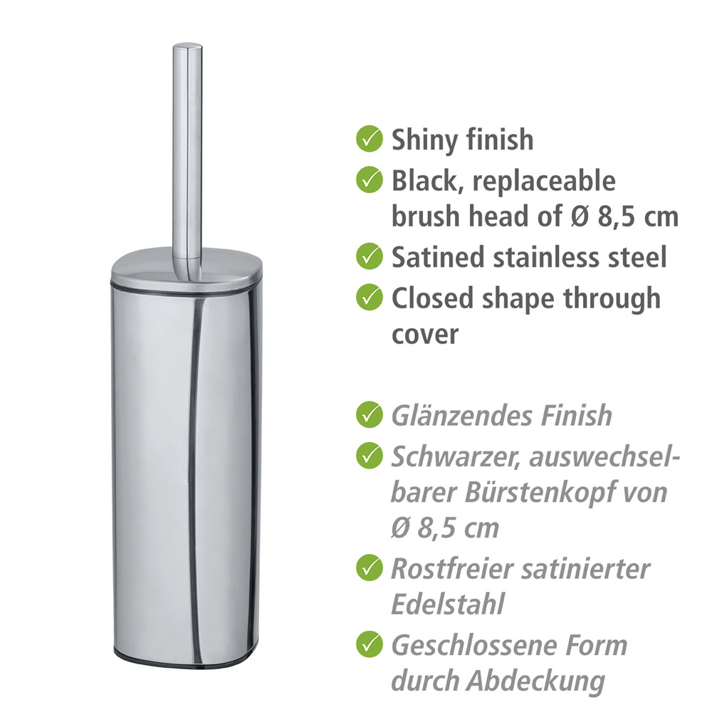 WC-Garnitur Mod. Alassio, glänzend  WC-Bürstenhalter aus Edelstahl