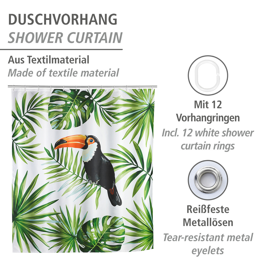 Duschvorhang Mod. Tucan  Polyester, 180 x 200 cm, waschbar