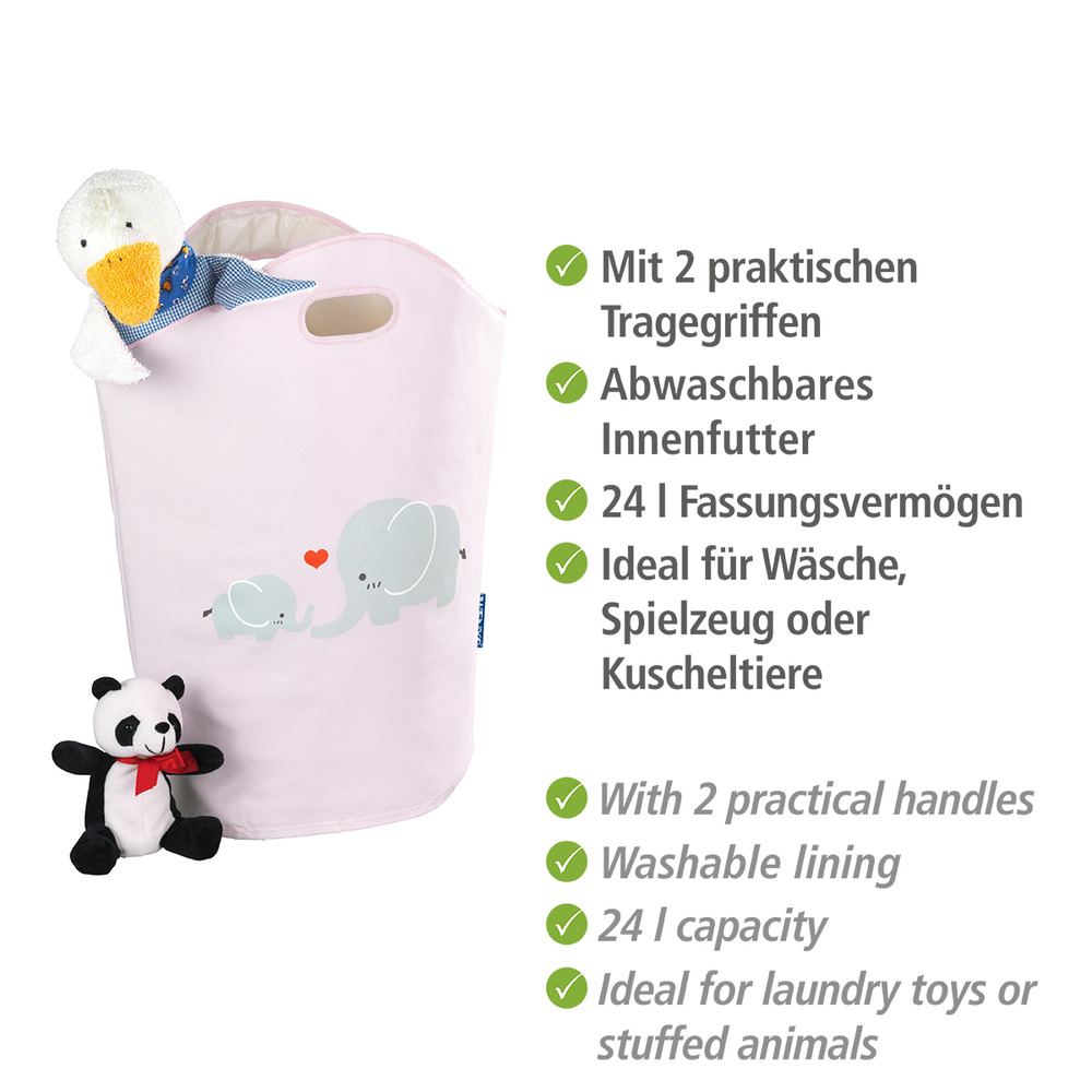 Wäschesammler Mod. Kids Elli  Wäschekorb, 24 l, rosa