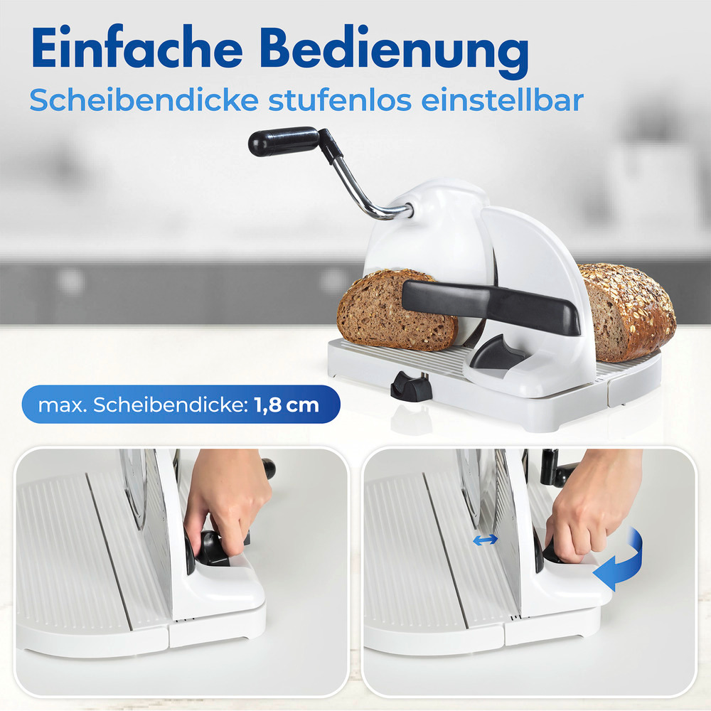 Brotschneidemaschine, mit Handkurbel  mit Handkurbel