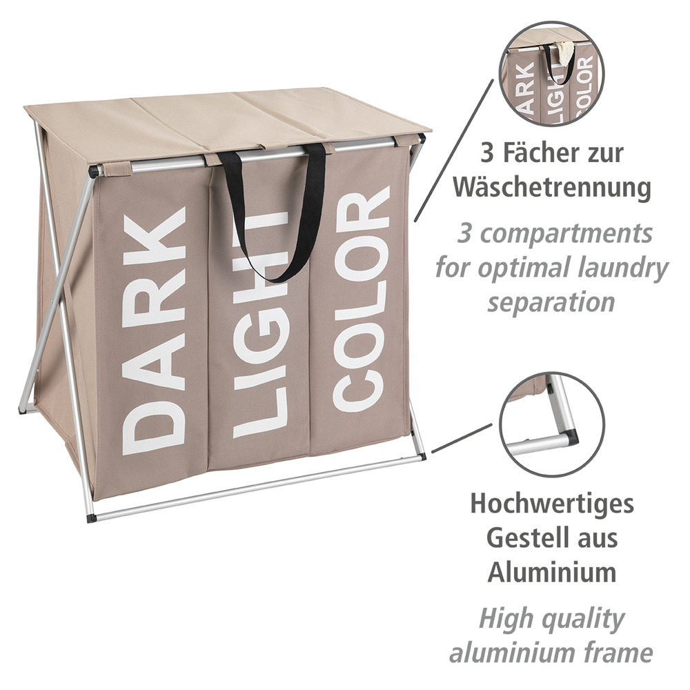 Wäschesammler Mod. Trio Top Taupe  Wäschekorb, 118 l