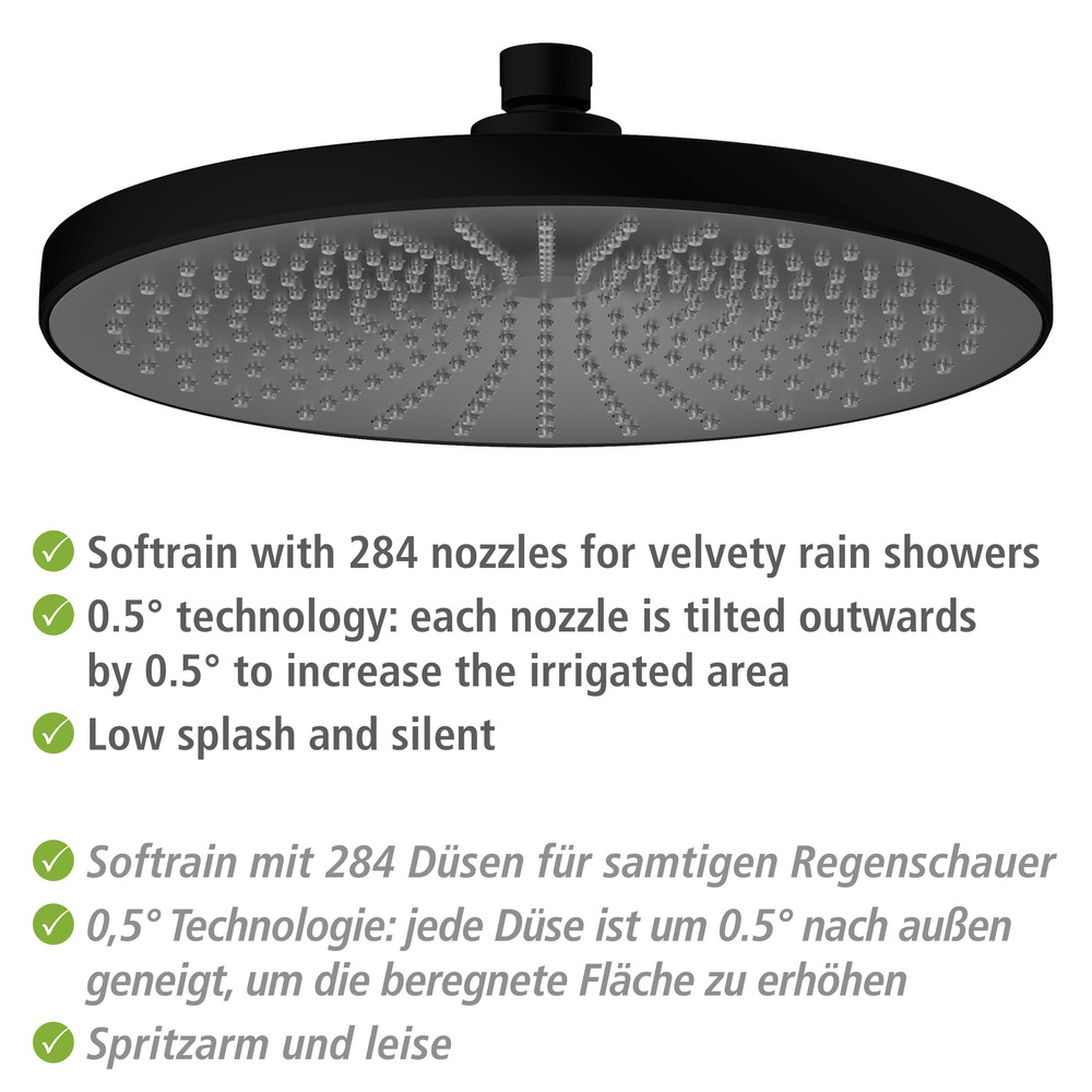 Regenduschkopf Ultimate Shower Schwarz/Grau  Ø 25 cm