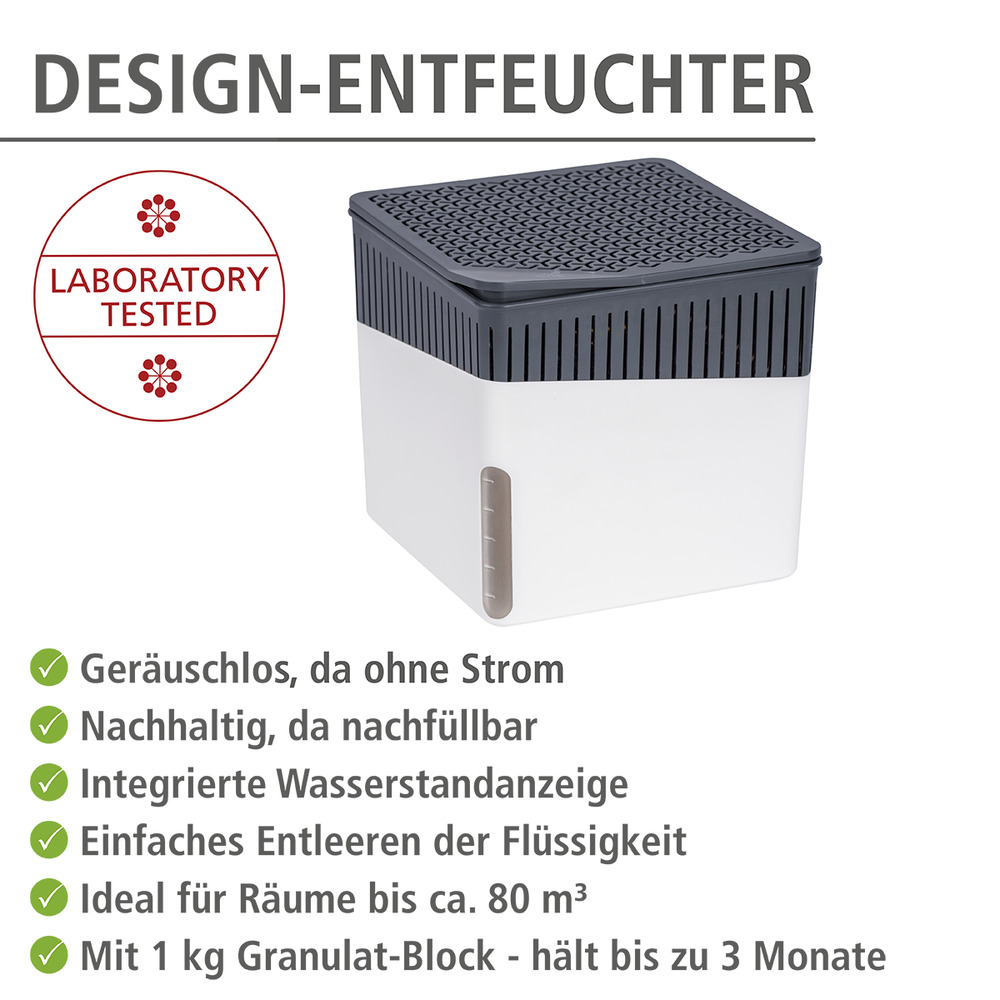 Raumentfeuchter Mod. Cube Weiß 2 x 1000 g  für Räume bis ca. 80m³