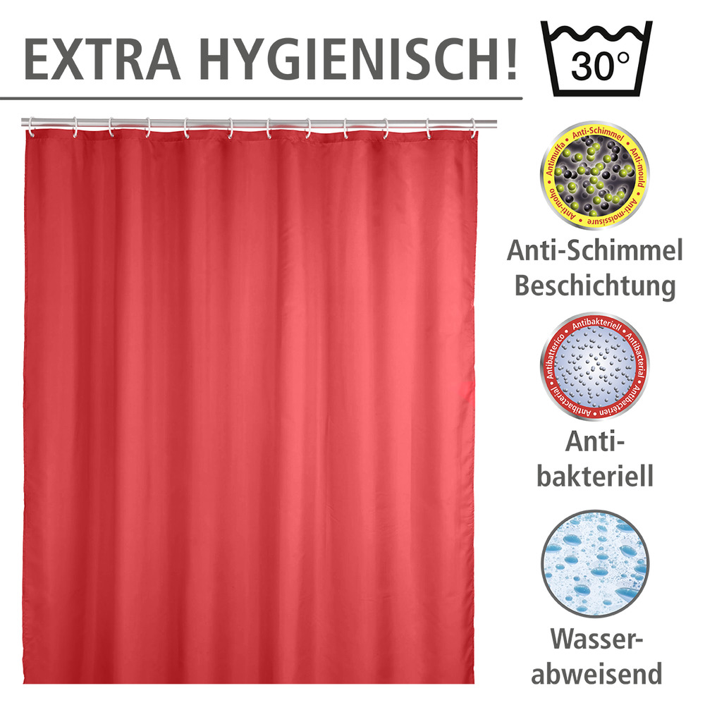 Anti-Schimmel Duschvorhang Uni Red, 180 x 200 cm  waschbar