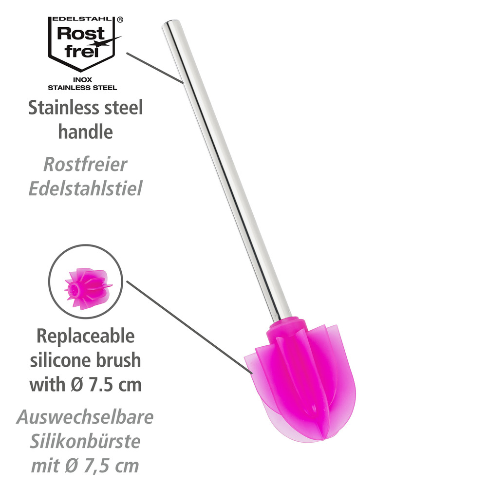 Silikon-Lamellen Ersatzbürste Pink  Silikonbürste Ø 7,5 cm mit Anti-Haft-Wirkung