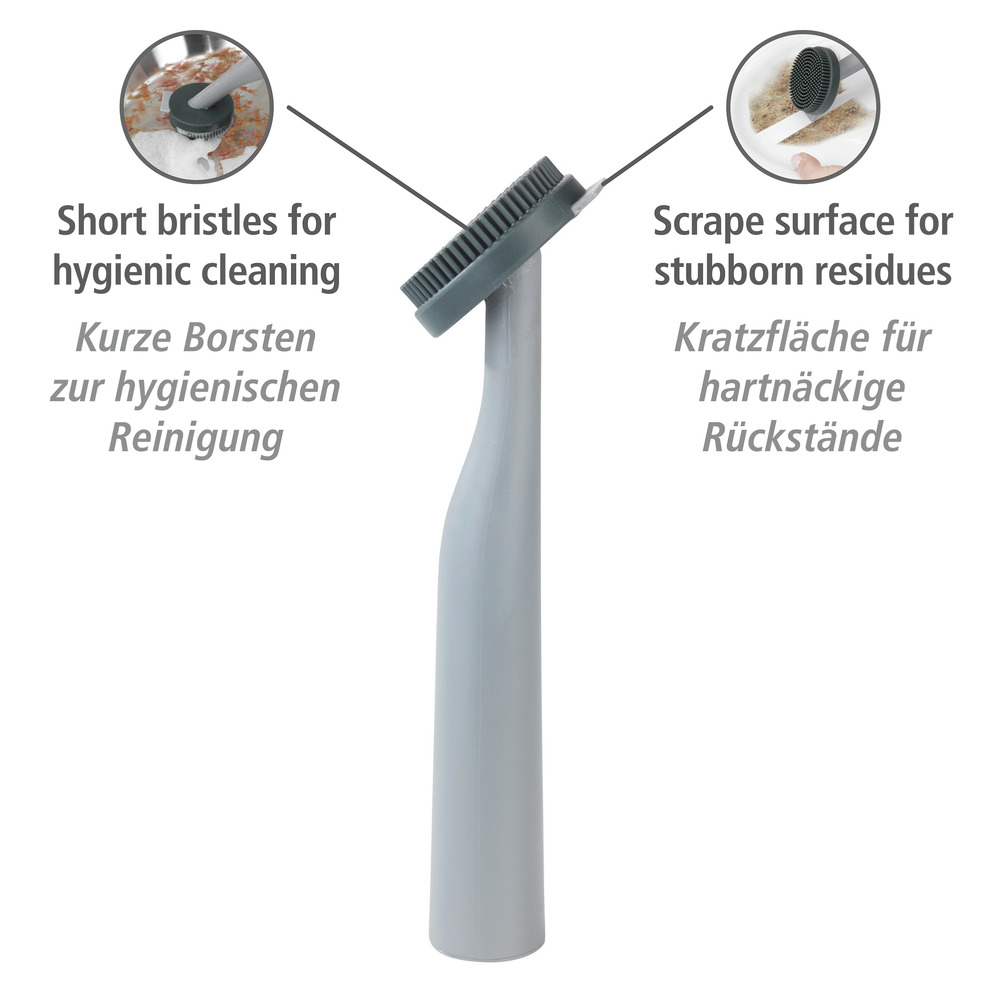 Stand-Spülbürste Mod. Piedo Grau  mit Kratzfläche für Rückstände