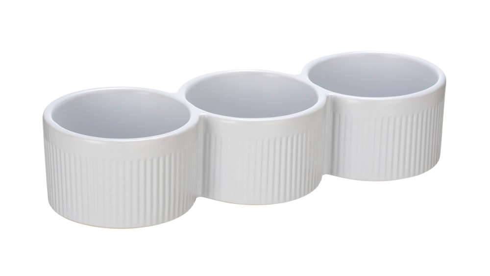 Dipschale Mod. REFIA, weiß, Keramik, 3x150ml, 27x9,5x6 cm  ideal für Snacks und Dips