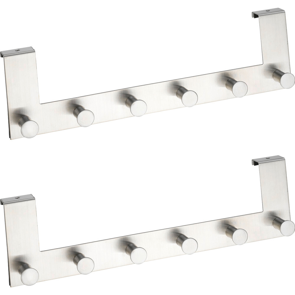 Türgarderobe Edelstahl Mod. Celano, für Türfalzstärken bis 2 cm, 2er Set  je 6 Haken, für Türfalzstärken bis 2 cm