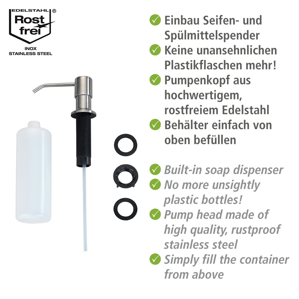 Einbau Seifen- und Spülmittelspender Mod. Monti  Seifendispenser, 400 ml