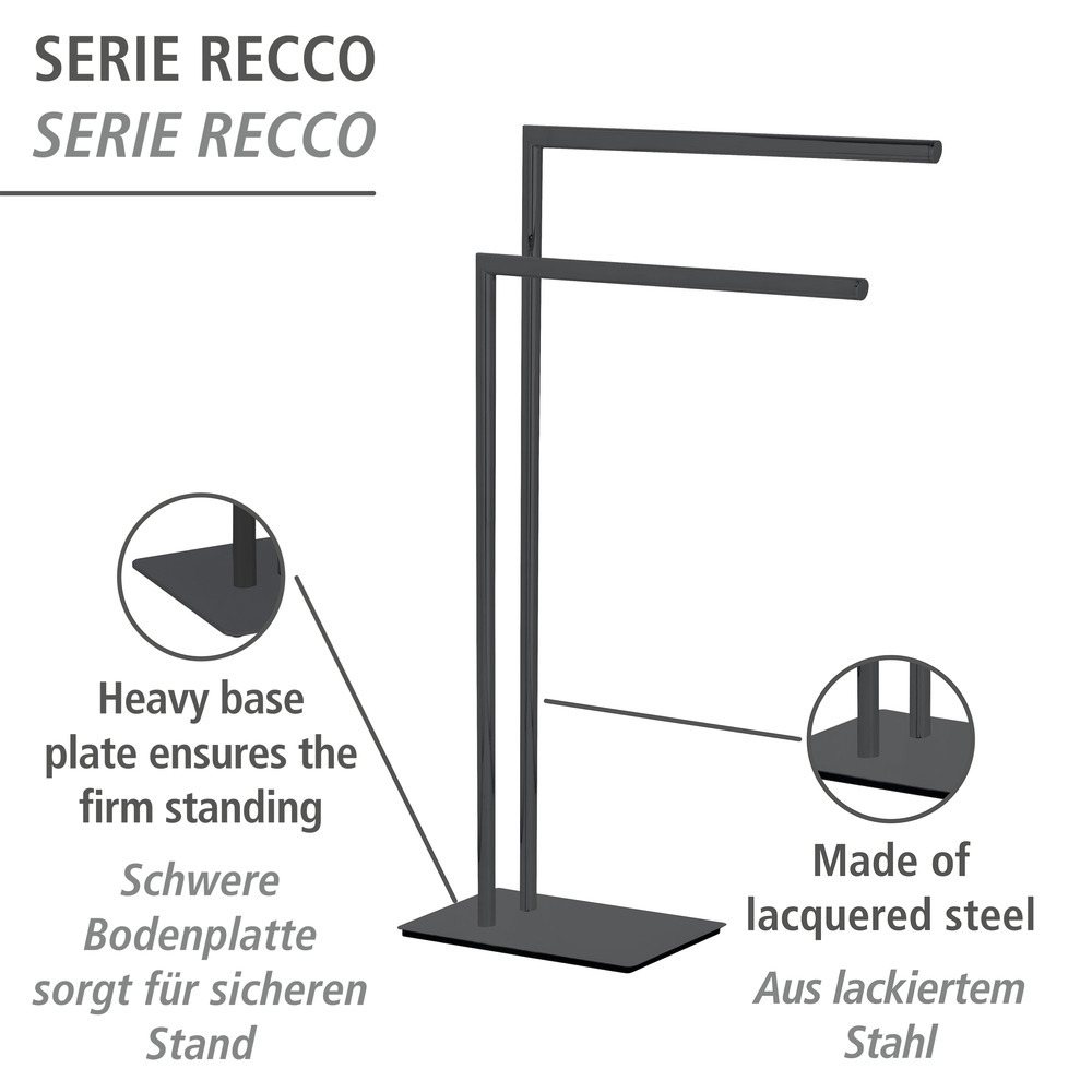 Handtuchständer Mod. Recco Schwarz  aus lackiertem Stahl