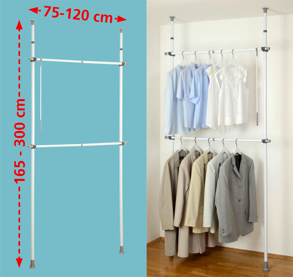 Teleskop-Garderobensystem Mod. Herkules Basic  verstellbares Ordnungssystem