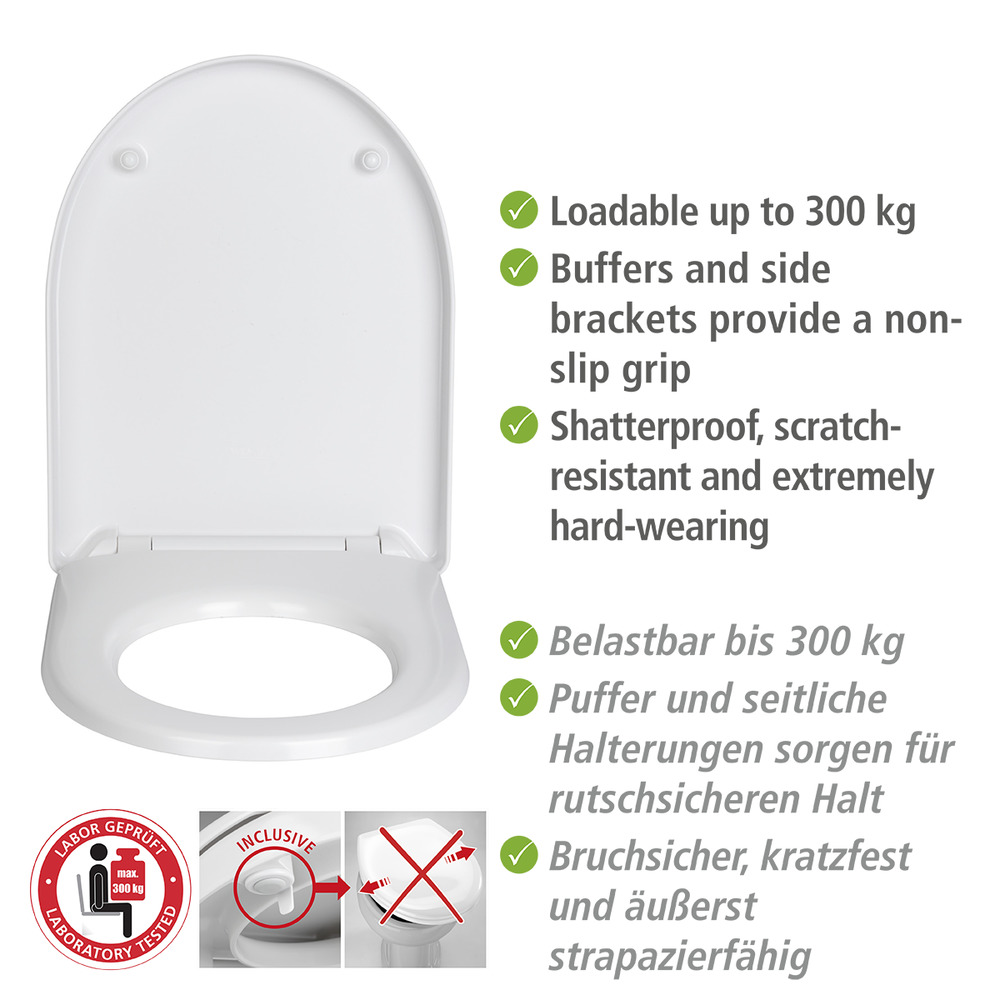 WC-Sitz Mod. Sindia  aus bruchsicherem Duroplast, belastbar bis 300 kg