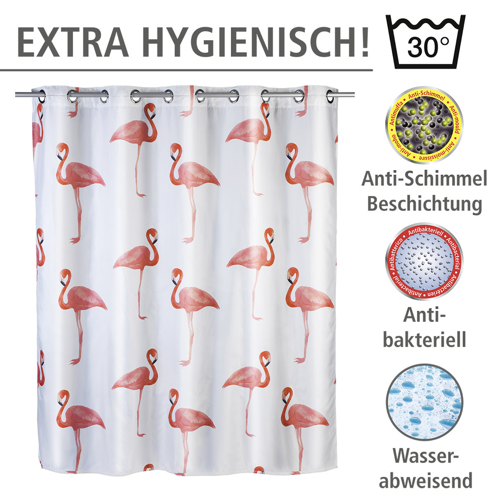 Anti-Schimmel Duschvorhang Flamingo Flex  Polyester, 180 x 200 cm, waschbar