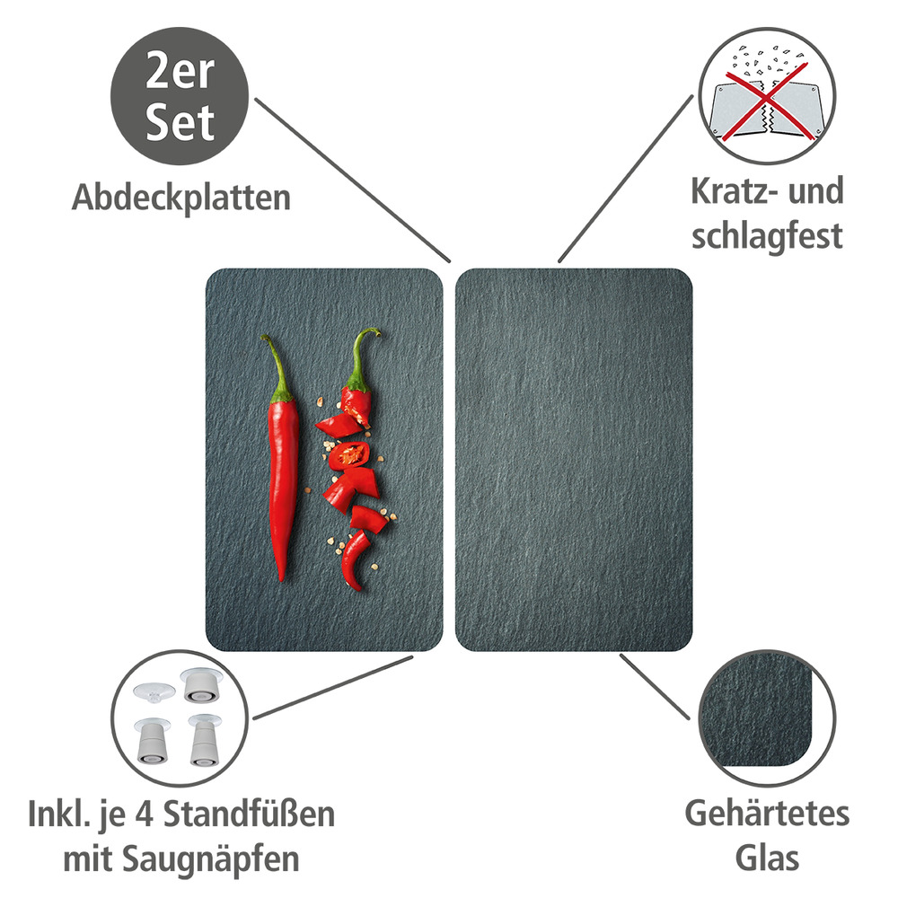 Herdabdeckplatten Universal Mod. Cayenne  2er Set, für alle Herdarten