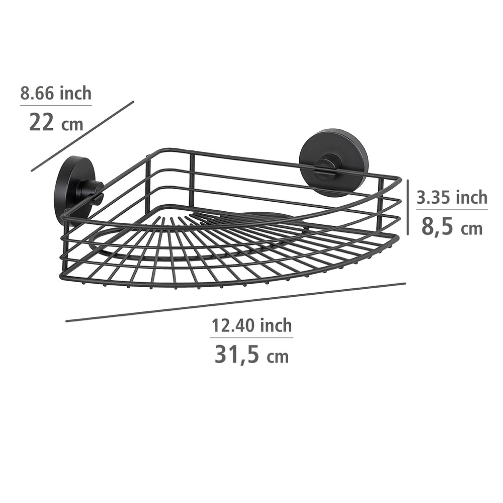 Vacuum-Loc® Eckablage Mod. Bari schwarz  Wandablage, Befestigen ohne bohren