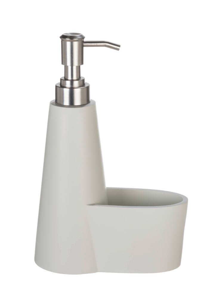 Spülmittelspender Mod. SIMRA, creme/silber, Polyresin, 0,3L, 14,5x22,5x8 cm mit Schwammablage Spülmittelspender Mod. SIMRA, creme/silber, Polyresin, 0,3L, 14,5x22,5x8 cm mit Schwammablage