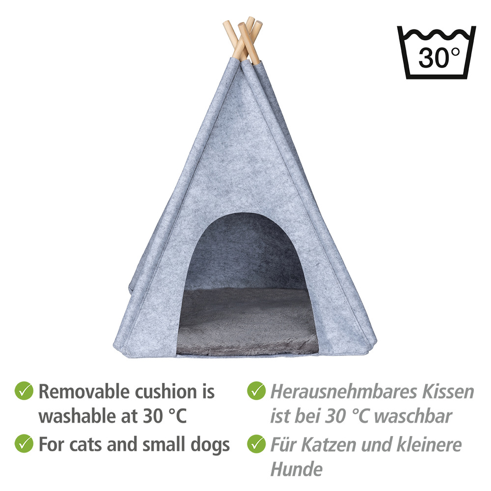 Filz-Tierbett Mod. Tipi Hellgrau  45 x 45 x 60 cm