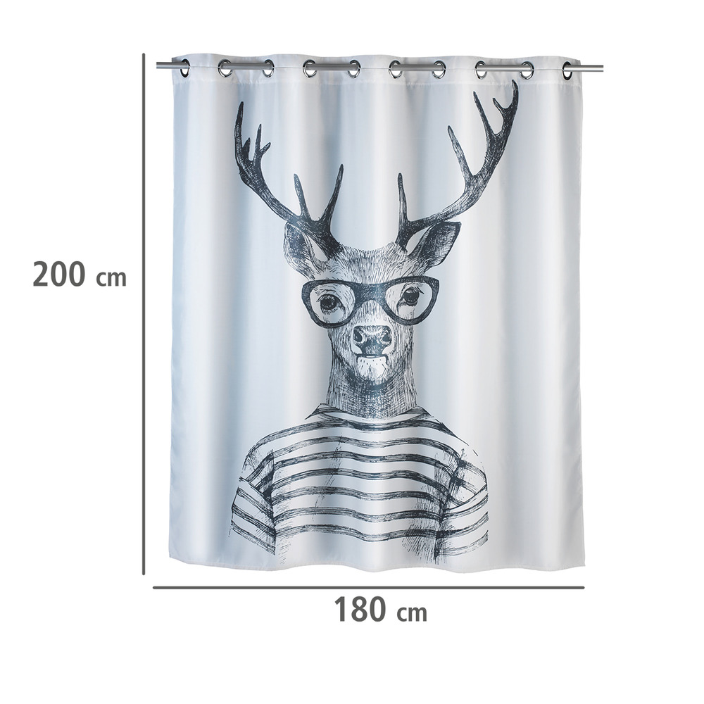 Anti-Schimmel Duschvorhang Mr. Deer Flex  Polyester, 180 x 200 cm, waschbar