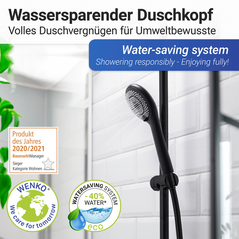 Duschkopf Watersaving Schwarz matt  Ø 11 cm