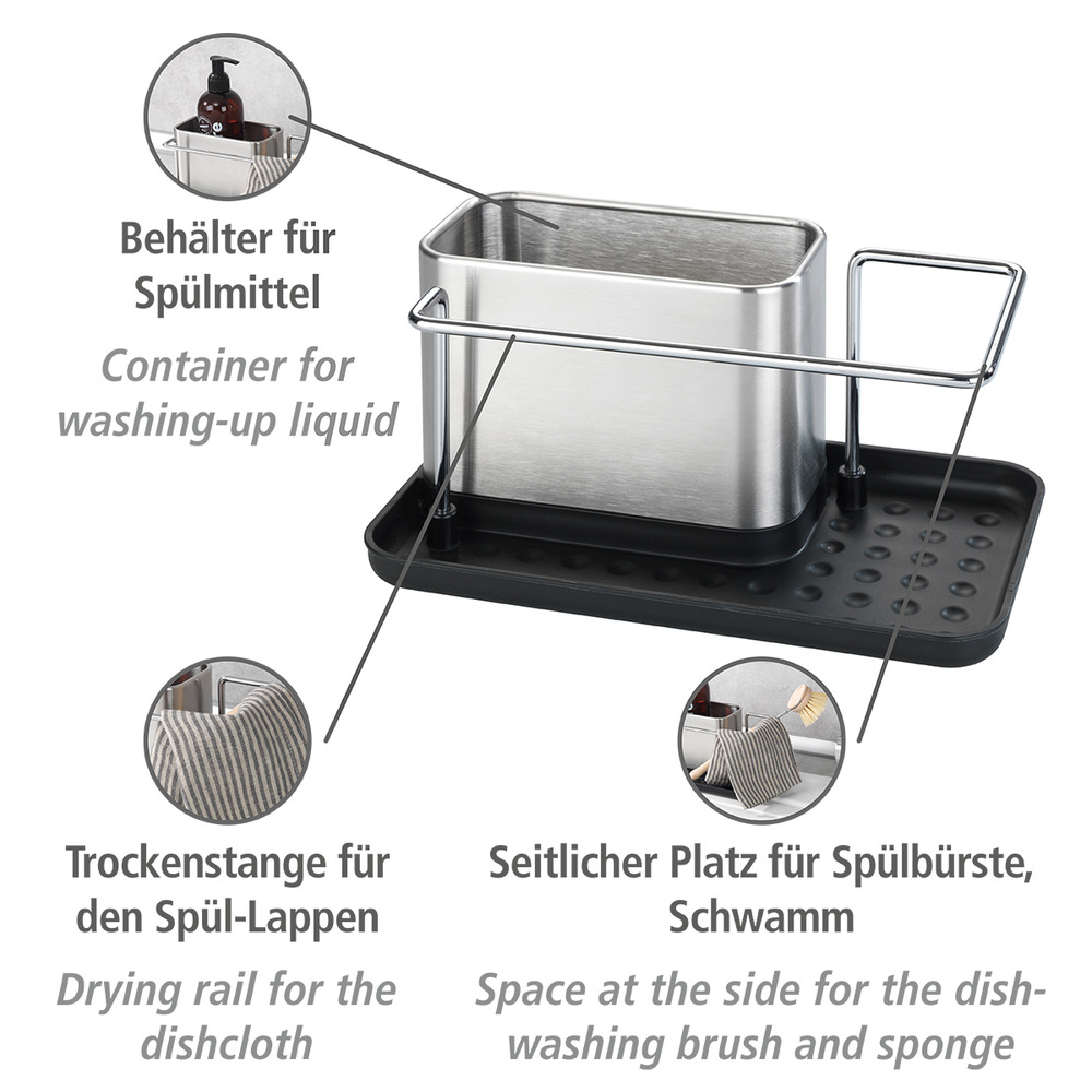 Spülorganizer Mod. Orio und 2 Mikrofasertücher Mod. Migro  3-teiliges Spül-Set