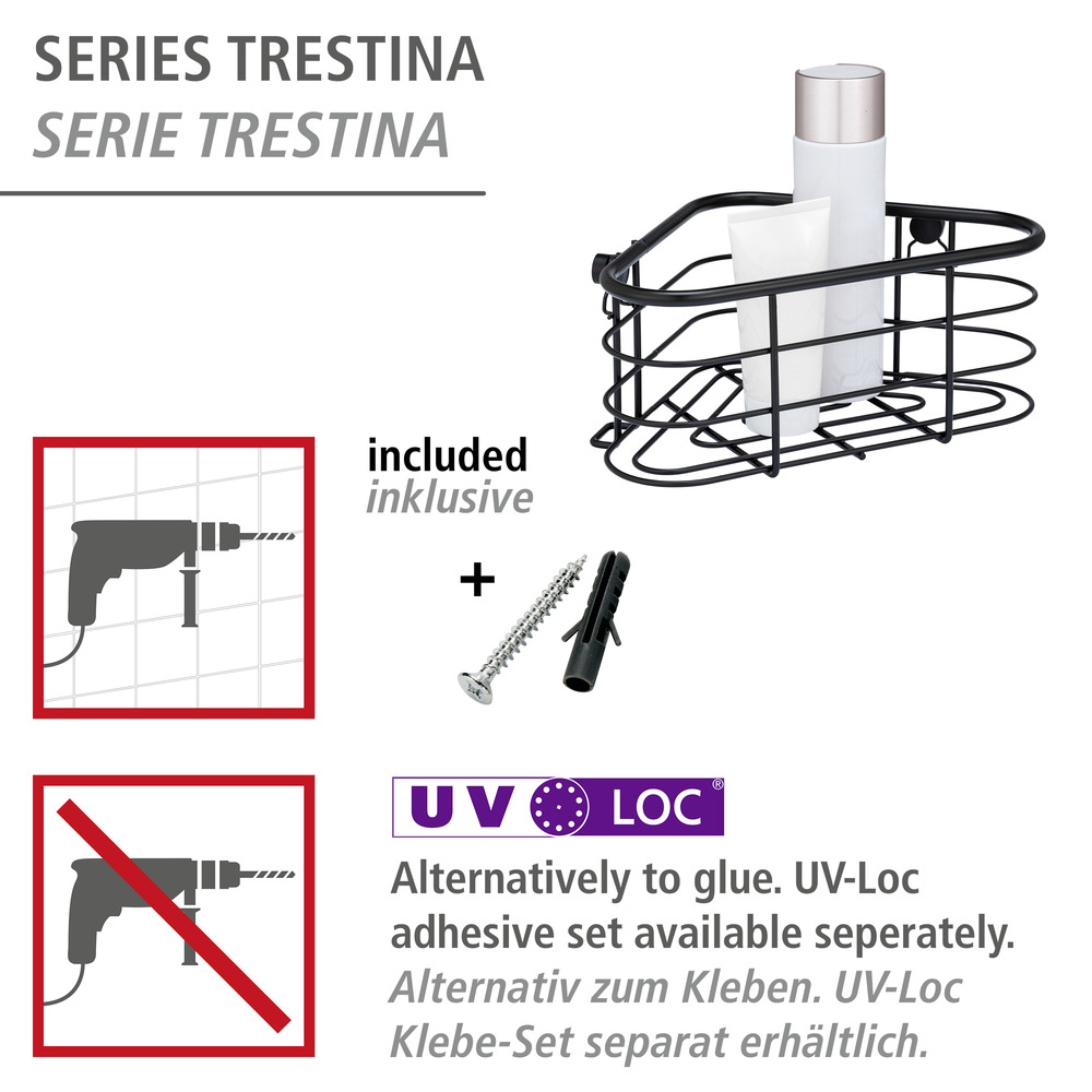 Edelstahl Eckablage Mod. Trestina Schwarz  hochwertiger Rostschutz 