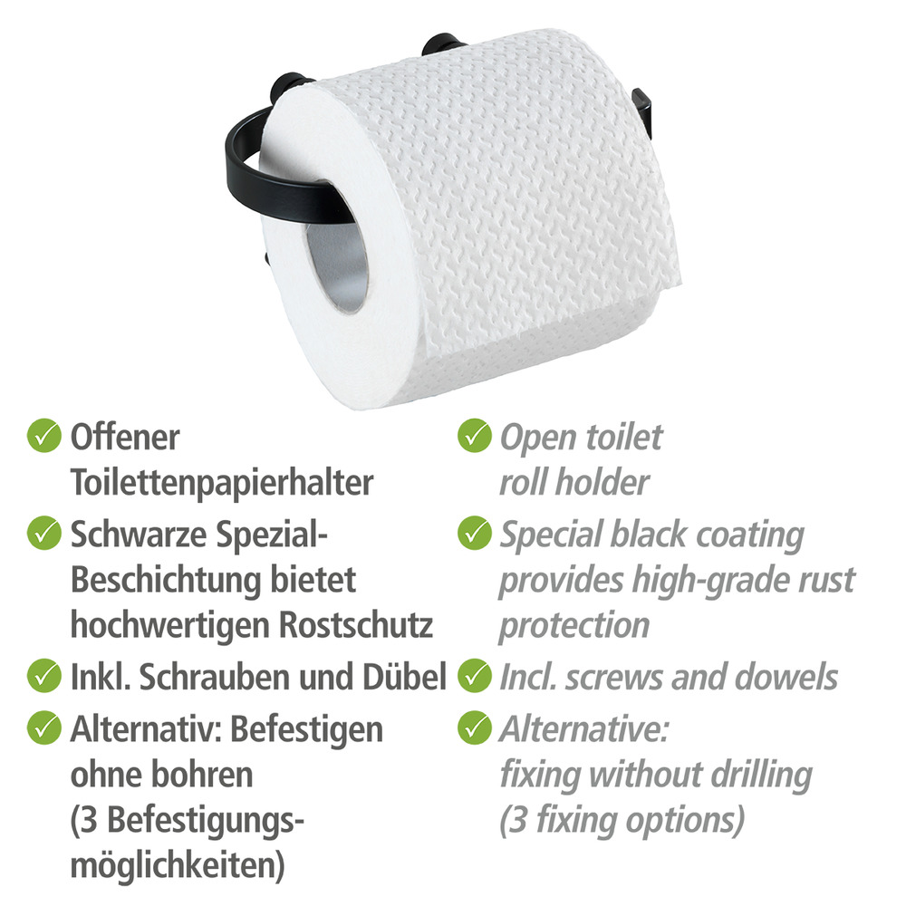 Toilettenpapierhalter Classic Plus Black  mit hochwertigem Rostschutz