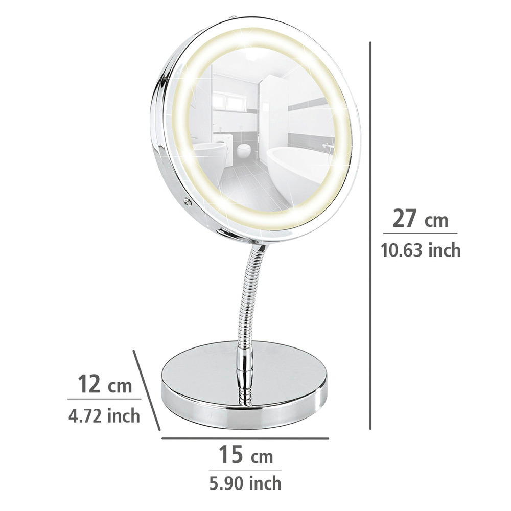 LED Kosmetikspiegel Mod. Brolo, Standspiegel  3-fach Vergrößerung