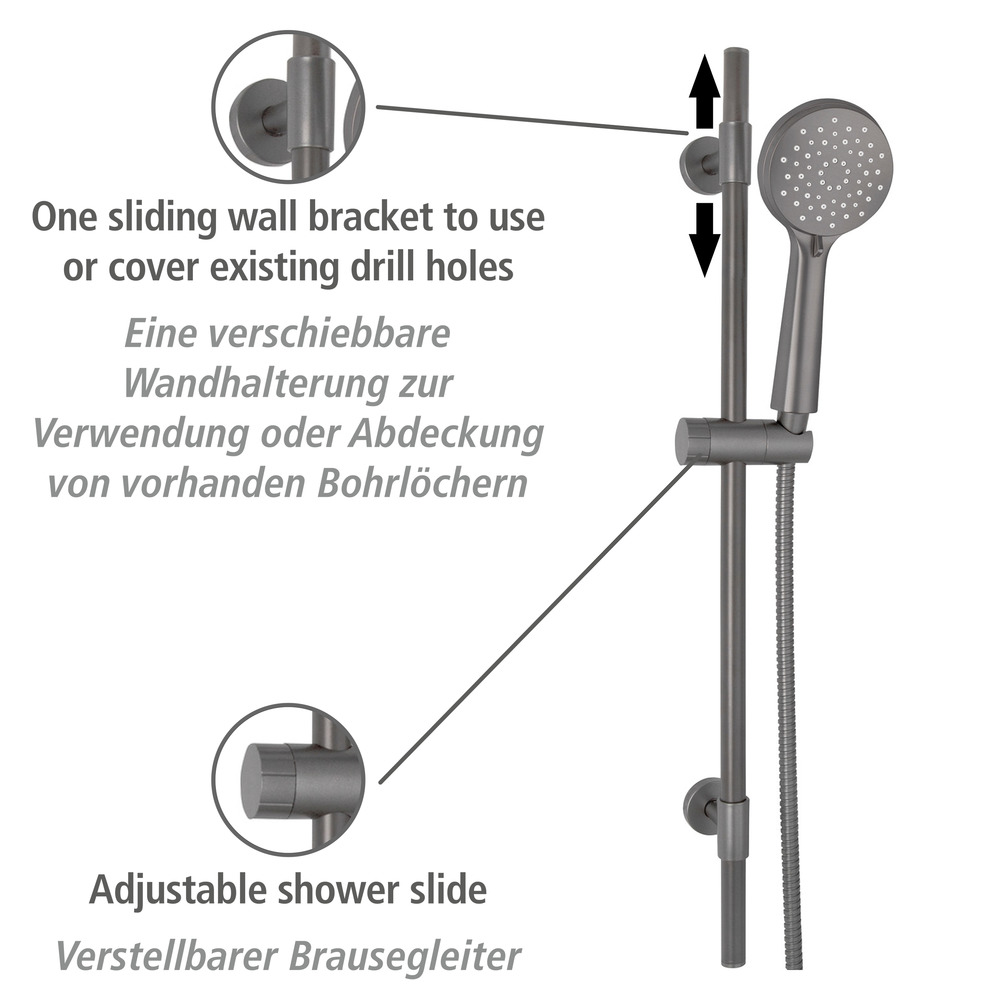 Brauseset Mod. Young Gunmetal Grey  Länge Stange: 66 cm