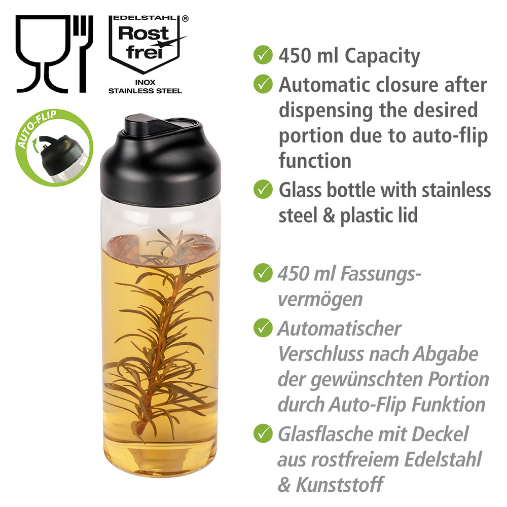 Öl & Essig Spender Flip 0,45 L  mit Auto Flip für automatischen Verschluss