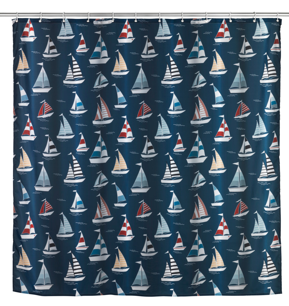 Anti-Schimmel Duschvorhang Mod. Regatta, 180 x 200 cm  Textil (Polyester), waschbar