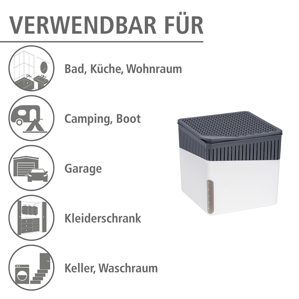 Raumentfeuchter Mod. Cube Weiß 2 x 500 g  für Räume bis ca. 40 m³