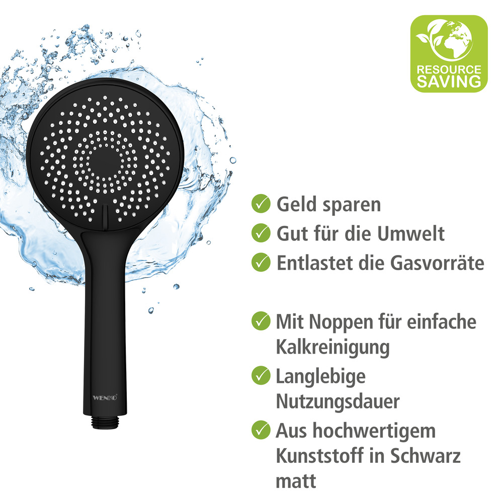 Brauseset Watersaving Schwarz  Länge Stange: 70 cm