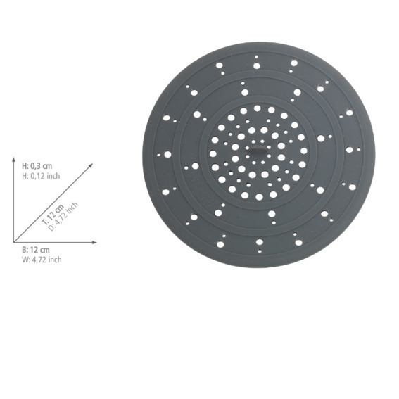 Abfluss-Sieb Silikon Grau  Ø 12 x 0,3 cm