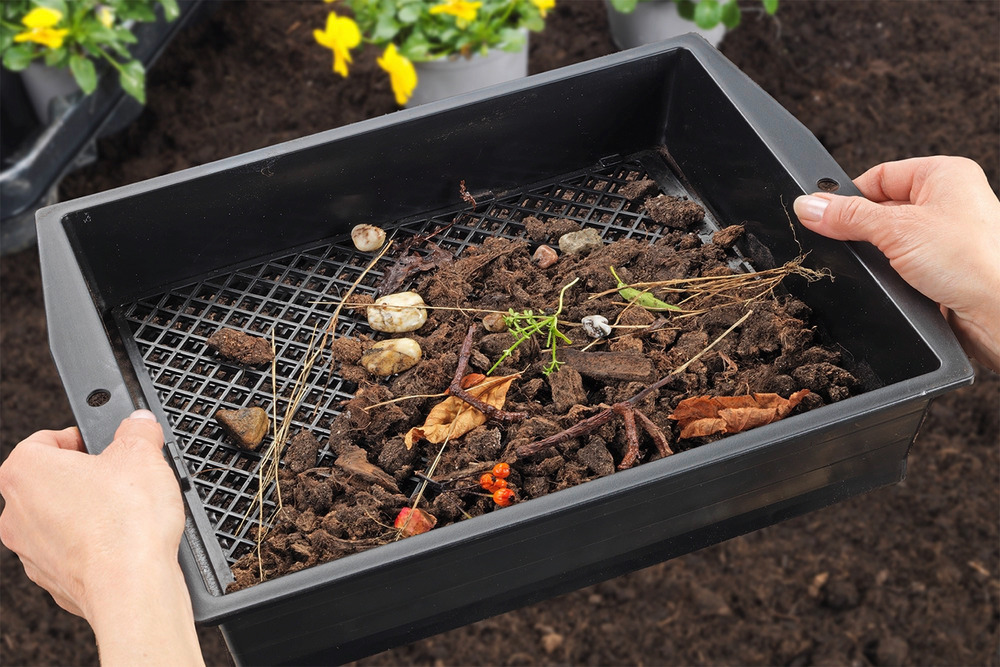 Gartensieb mit verstellbarem Siebeinsatz  mit extra-großer Siebfläche