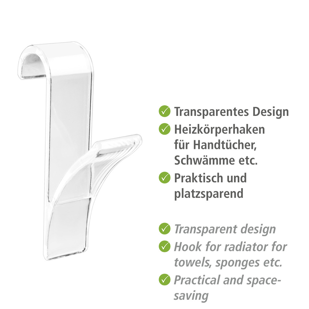 Haken für Handtuchheizkörper Transparent, 2er Set  Heizkörperhaken für alle Standard Heizkörper