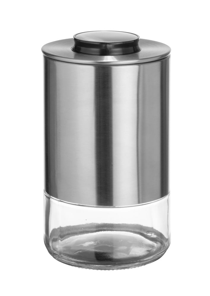 Aufbewahrungsdose Mod. ENOLA, 0,68L, transparent, glas/metall, Ø10x16cm  mit luftdichtem Edelstahldeckel