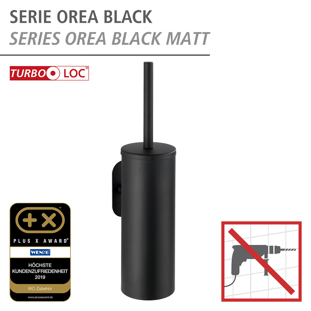 Turbo-Loc® Edelstahl WC-Garnitur Mod. Orea Black Matt geschlossen  Befestigen ohne bohren