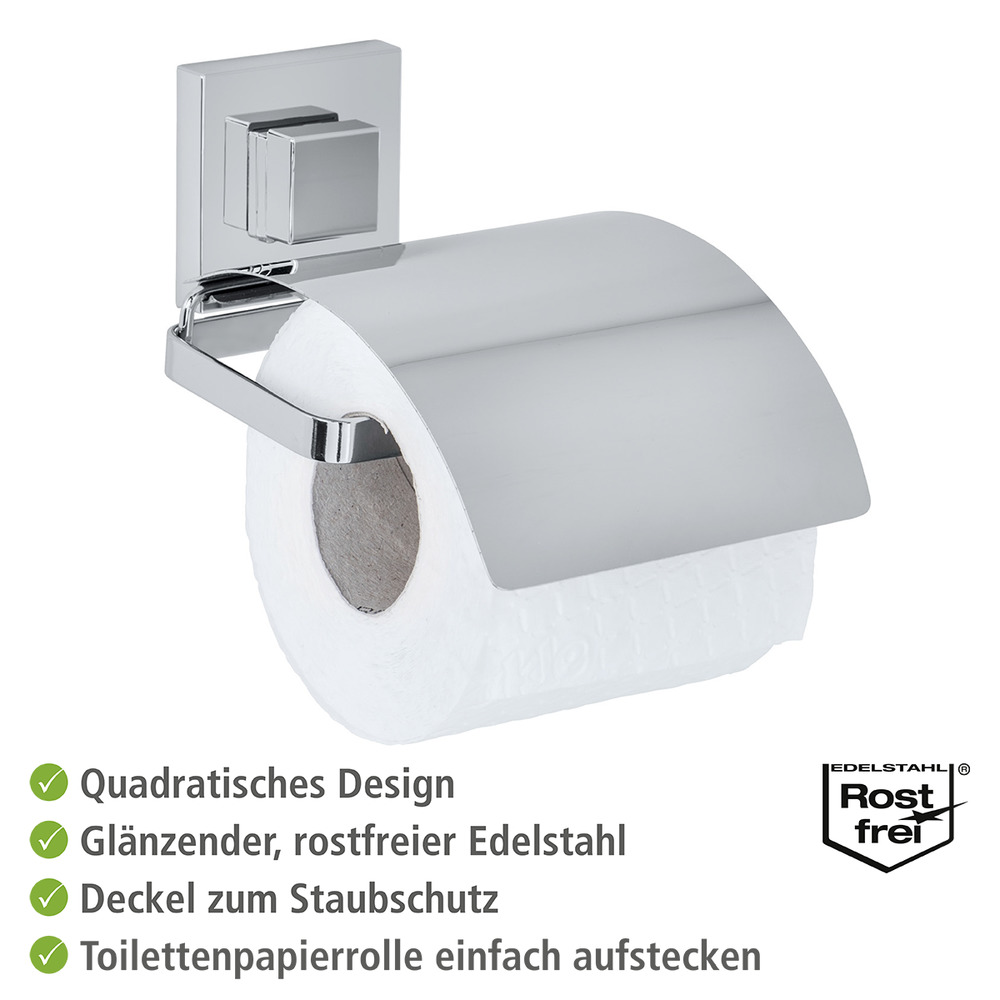 Vacuum-Loc® Edelstahl Toilettenpapierhalter Cover Mod. Quadro  Befestigen ohne bohren