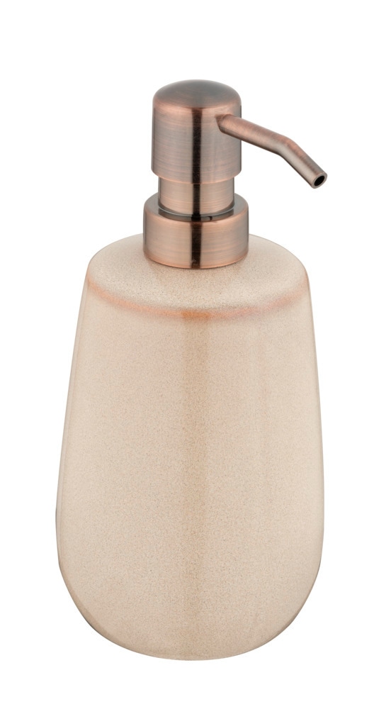 Seifenspender Mod. Sirmione, beige/kupfer, Keramik/Kunststoff, 0.43l, Ø8x17.5 cm  ideal für Badezimmer, modernes Design