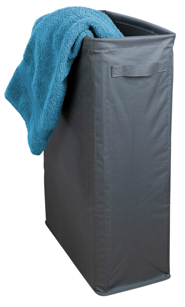 Wäschesammler Mod. Slim, anthrazit, Polyester, 46L, 20x60x40 cm  perfekt für schmale Nischen
