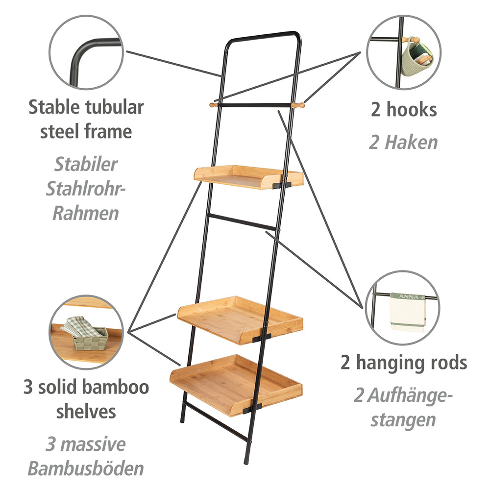 Standregal Mod. Loft  Wohnregal, Badezimmerregal aus Bambus