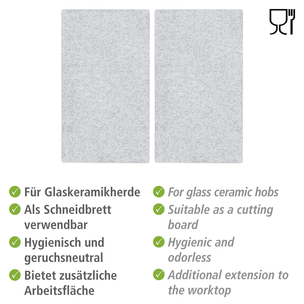 Glasabdeckplatte Transparent, 2er Set  für Glaskeramik-Kochfelder