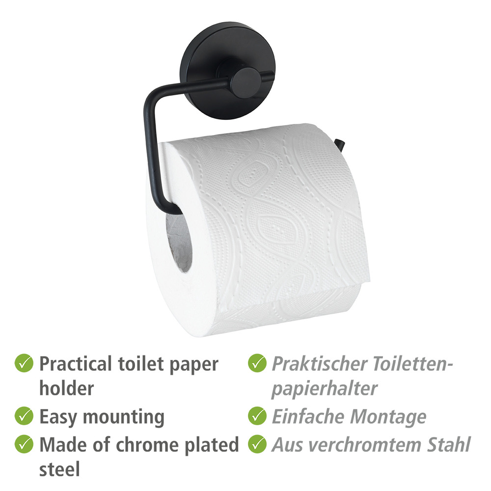 Vacuum-Loc® Toilettenpapierhalter Mod. Milazzo Schwarz  WC-Rollenhalter, Befestigen ohne bohren