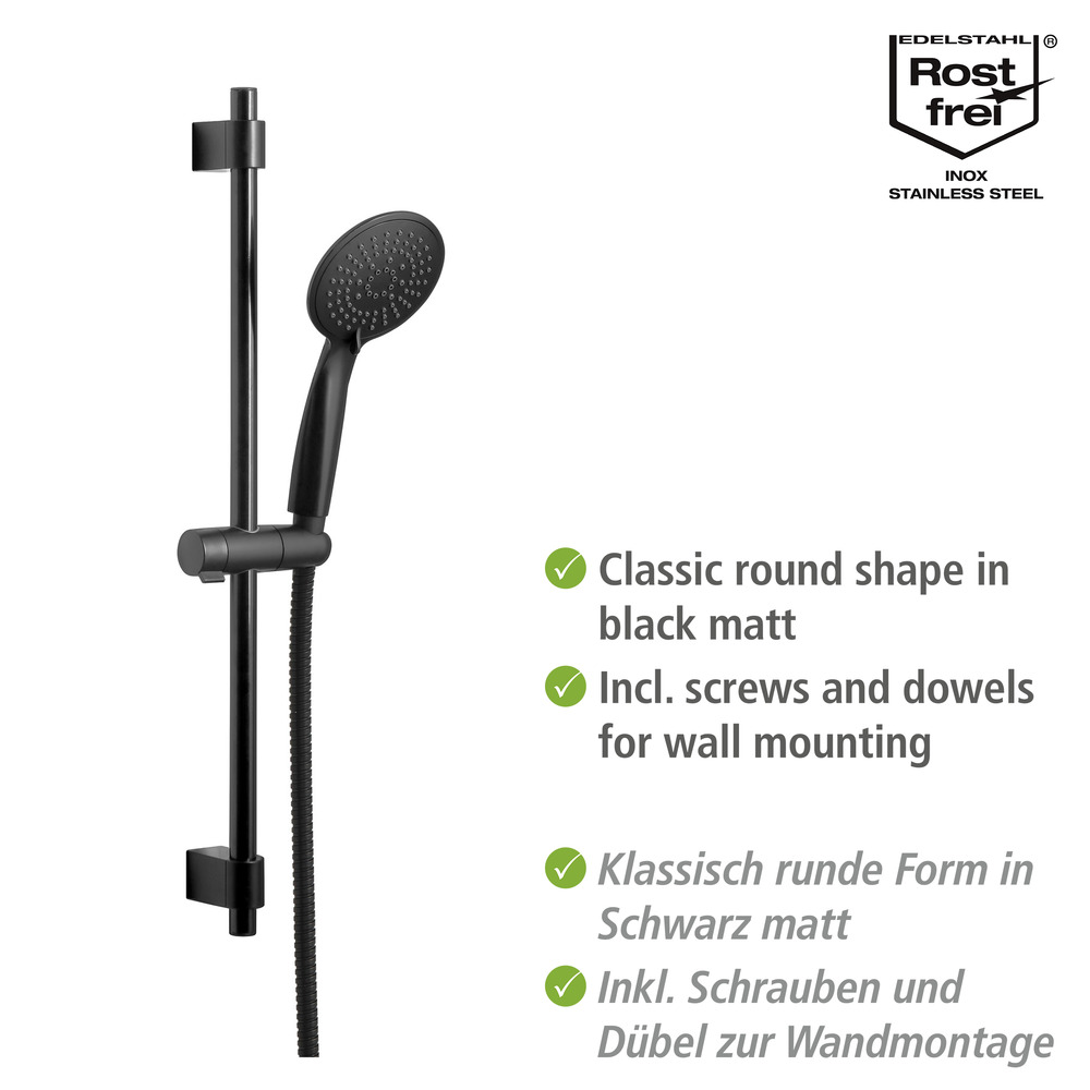 Brauseset Mod. Young Schwarz  Länge Stange: 66 cm