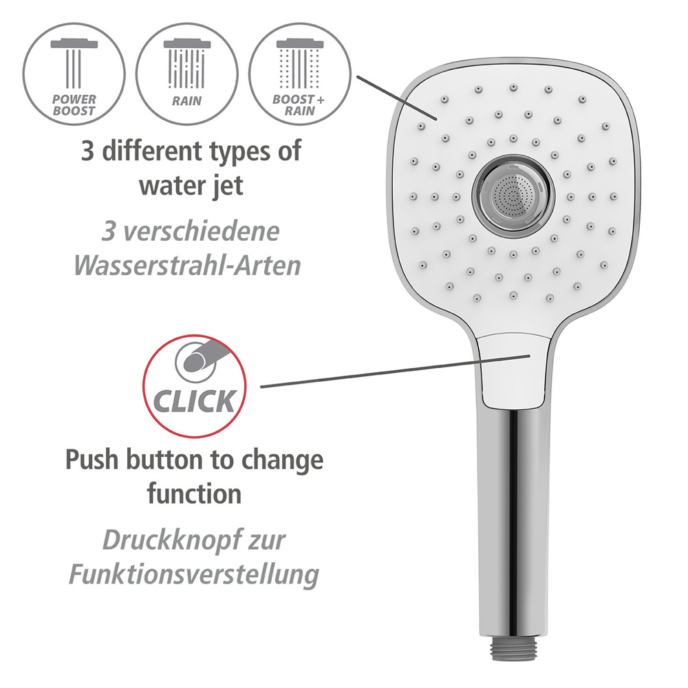 Duschkopf PowerBoost Chrom/Weiß  Ø 12 cm