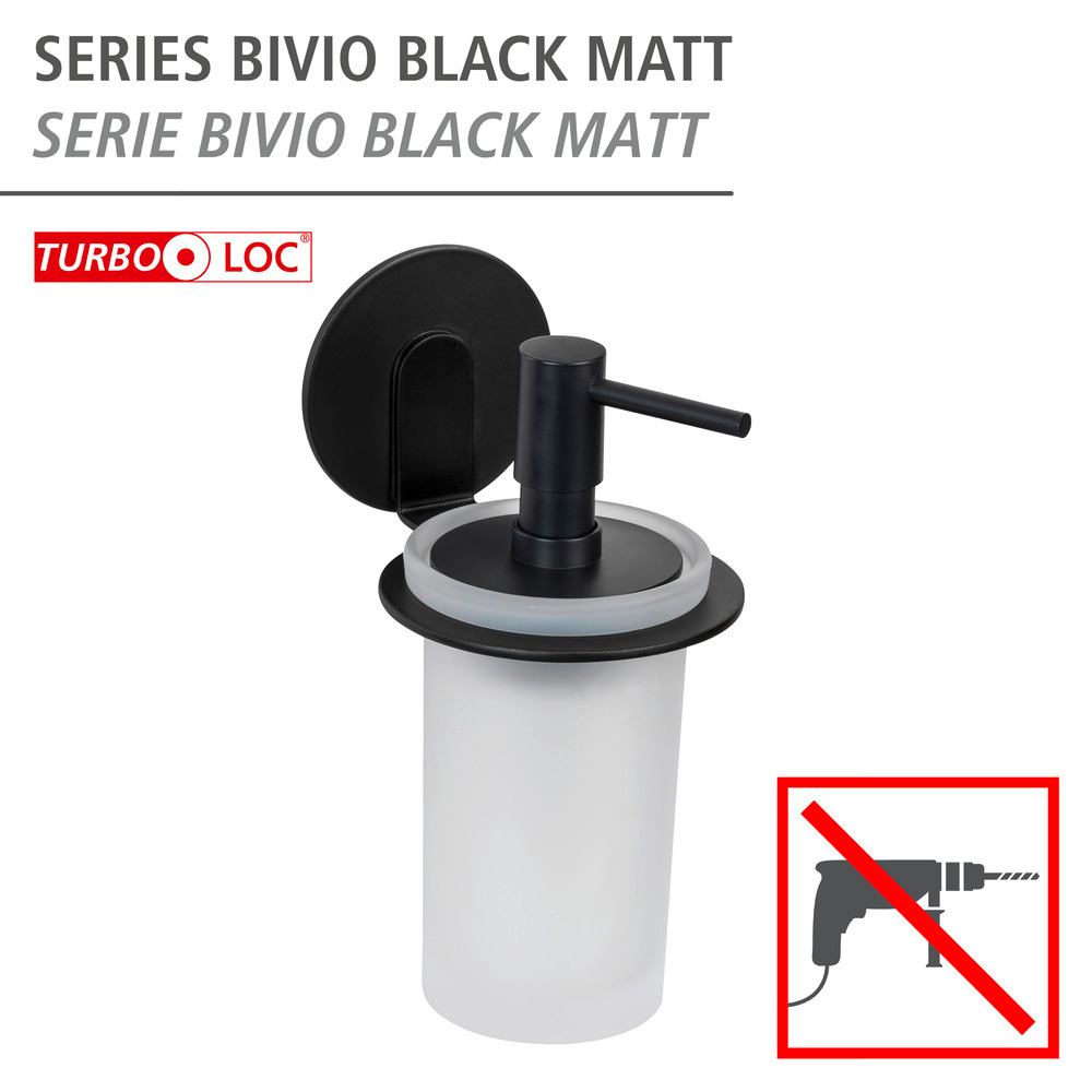 Turbo-Loc® Seifenspender Mod. Bivio Black matt  aus satiniertem Glas