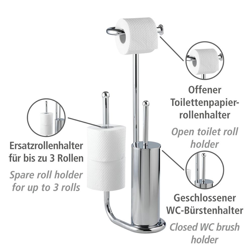 Stand WC-Garnitur Universalo Chrom  mit Ersatzrollenhalter